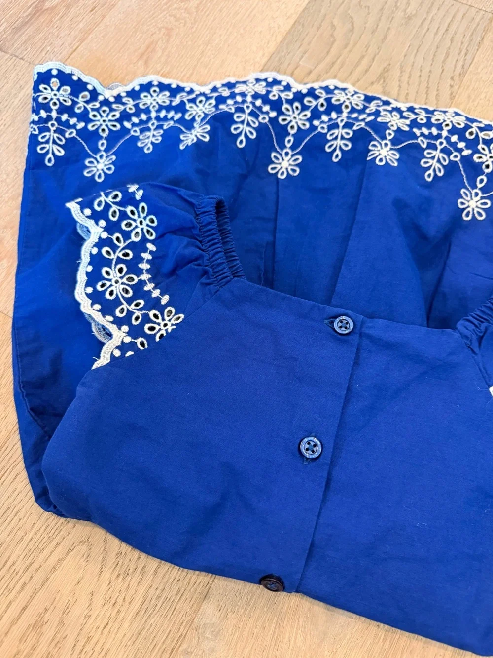 Gymboree Blue Eyelet Fit And Flare Cotton Embroidered Dress